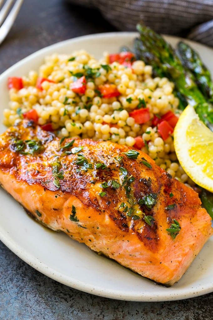 Marinated Salmon with Garlic, Herbs, and Lemon Zest