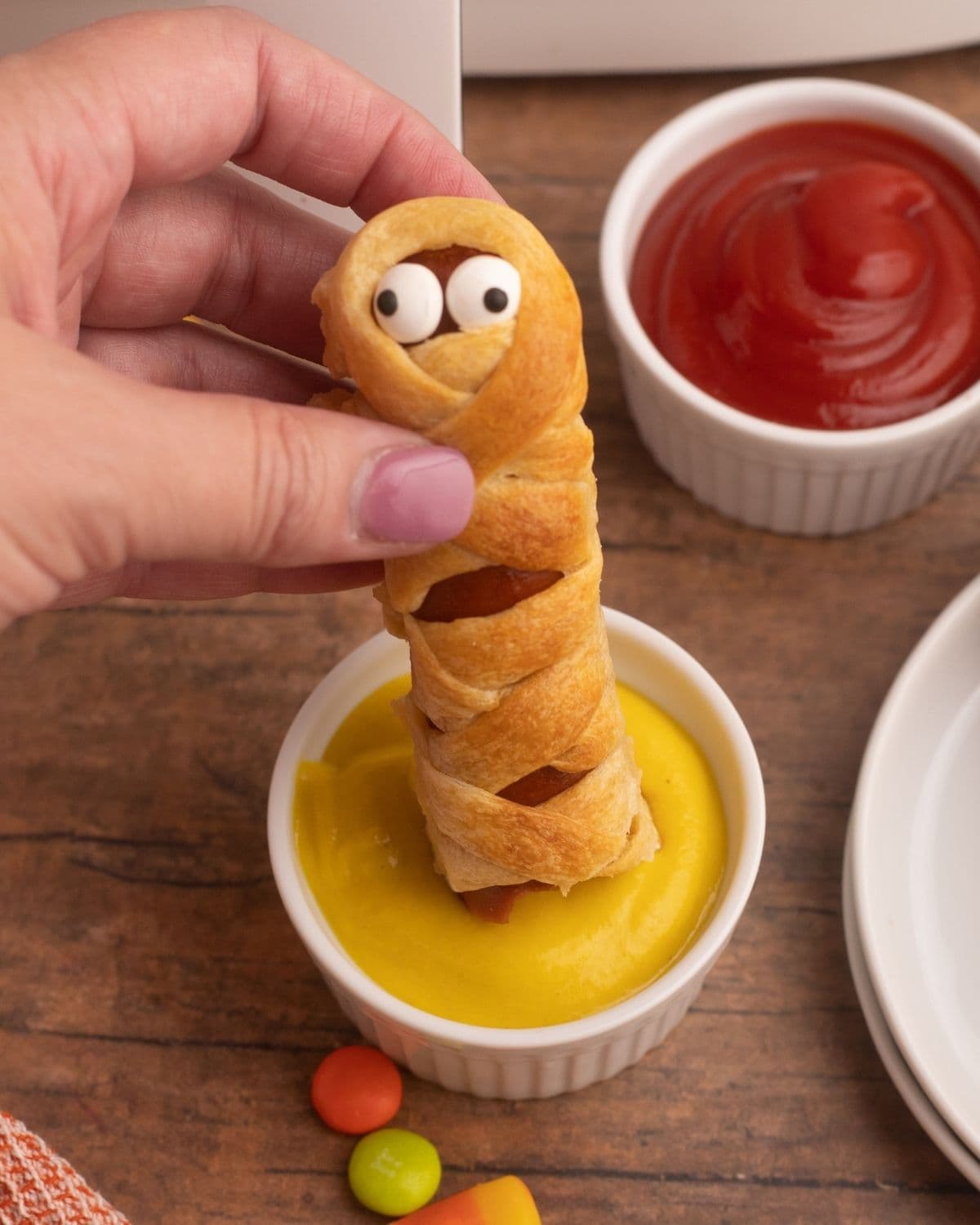 Air Fryer Mummy Dogs with Golden Crescent Dough