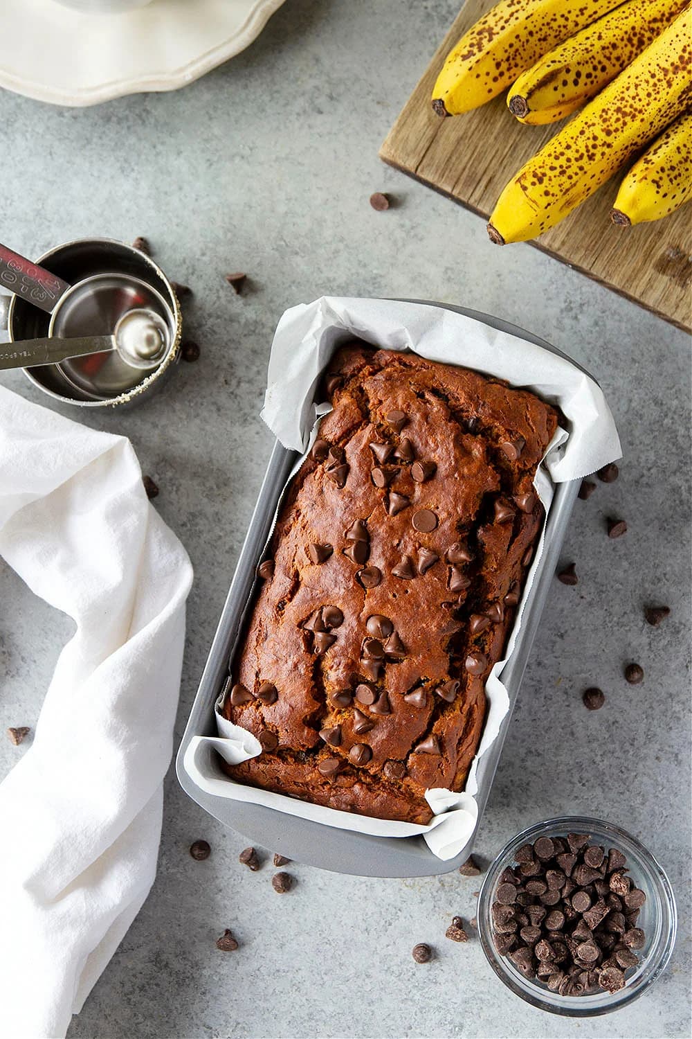 Banana Chocolate Chip Pumpkin Bread With Soft Pumpkin-Banana Crumb