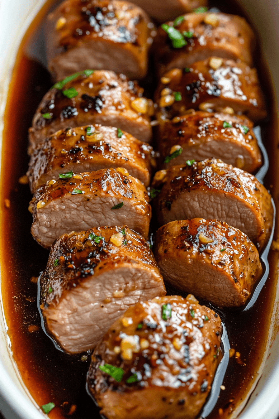 Honey Garlic Pork Tenderloin with Orange, Thyme, and Rosemary Glaze