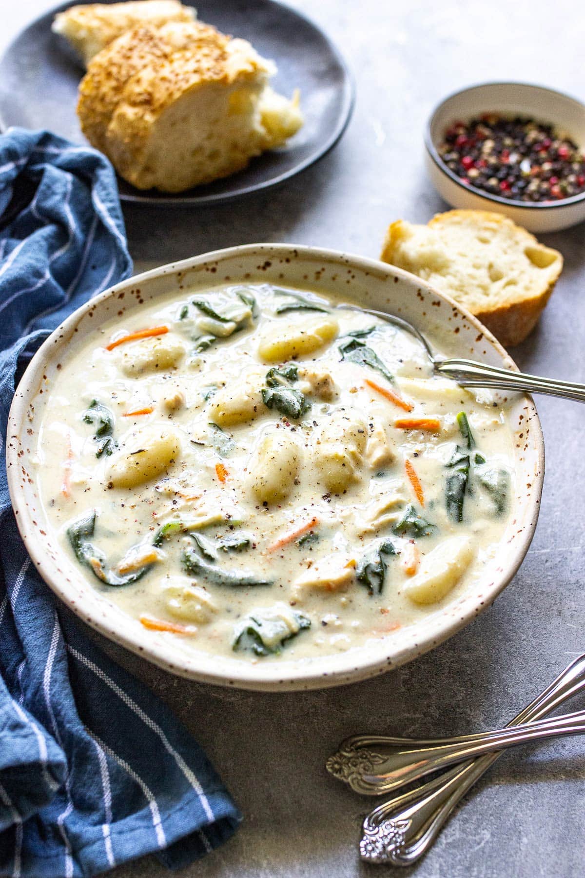 Slow Cooker Chicken Gnocchi Soup with Creamy Nutmeg Broth