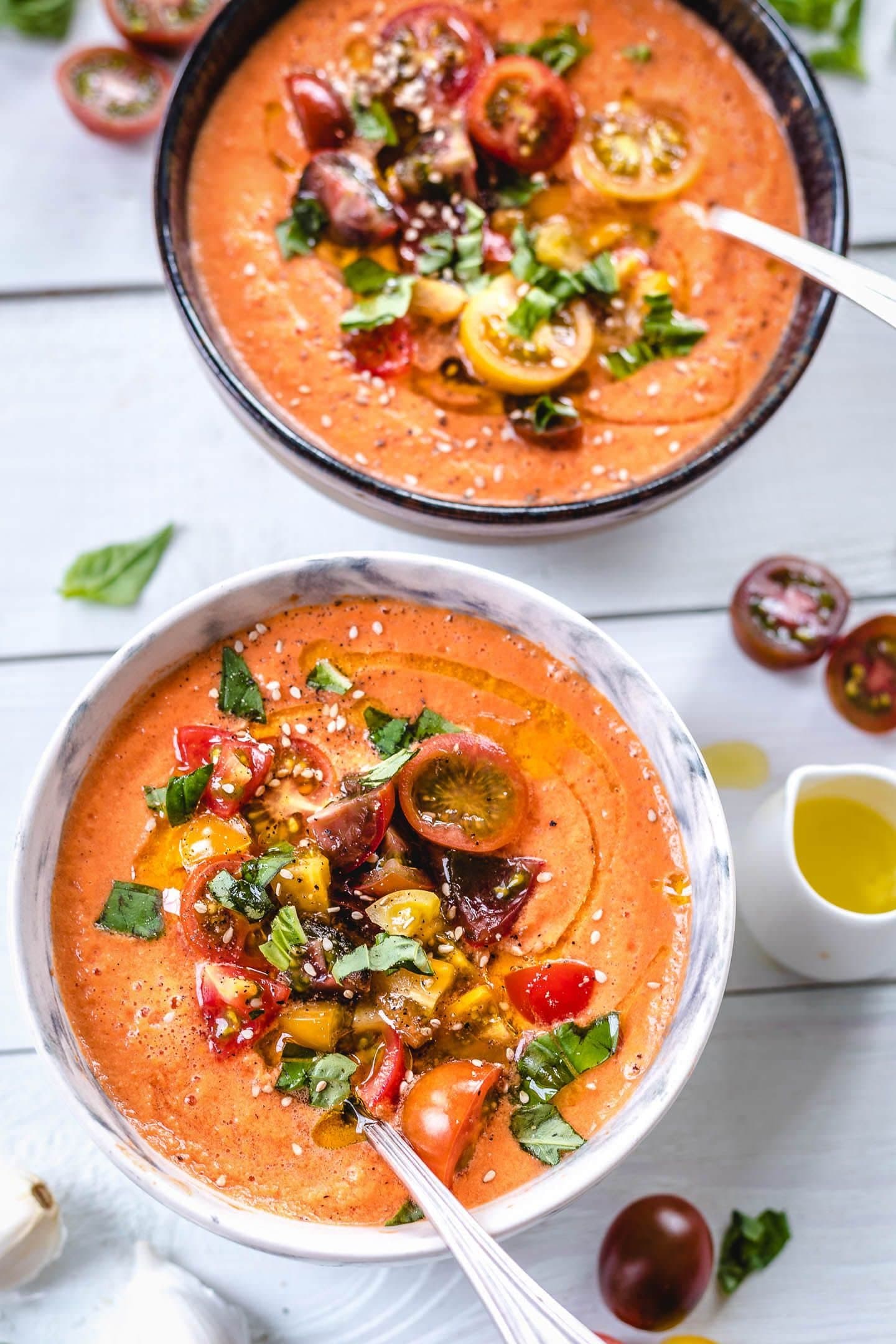 Fresh Tomato Gazpacho with Cucumber and Basil