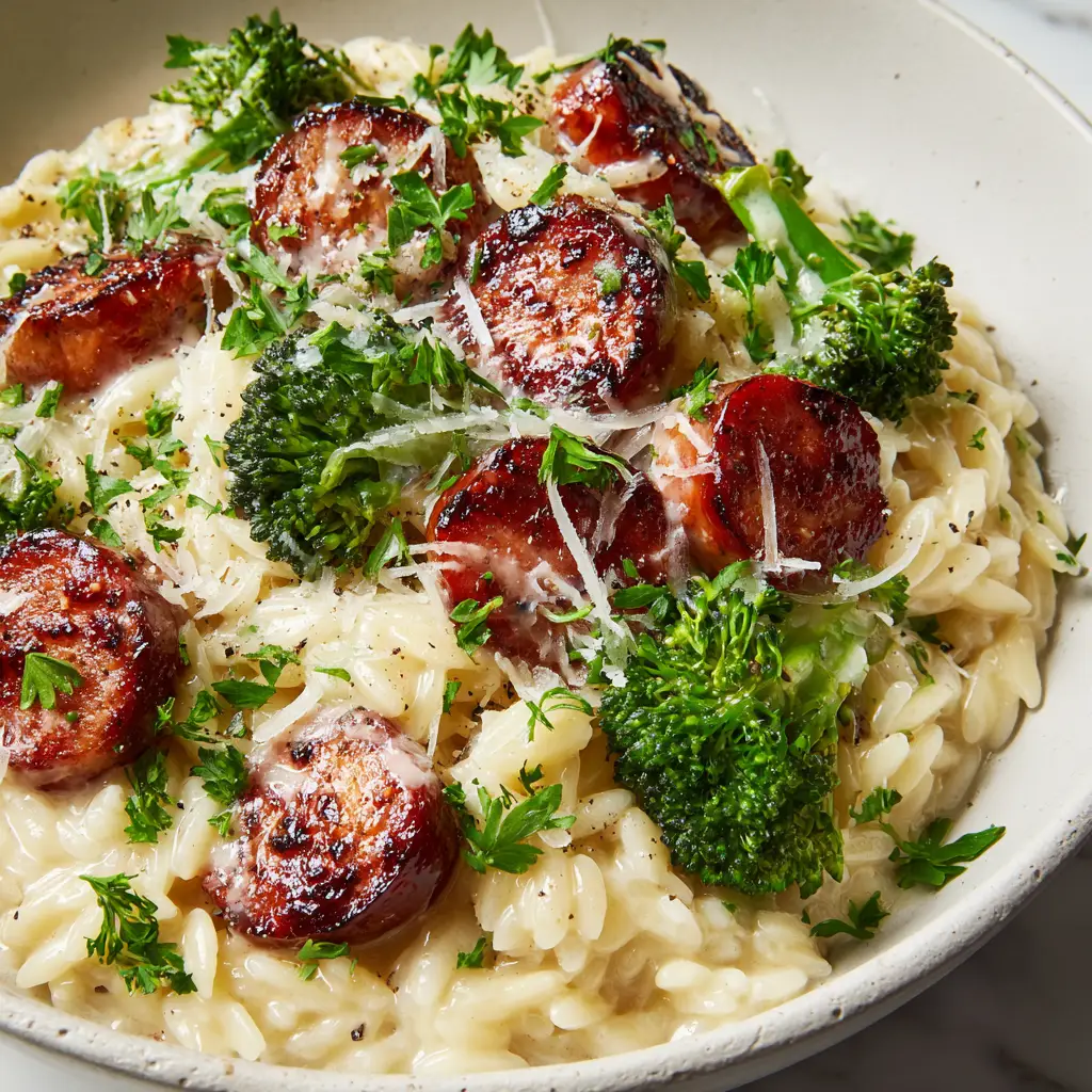 Chicken Sausage and Broccoli Orzo: A Creamy One-Pan Dinner