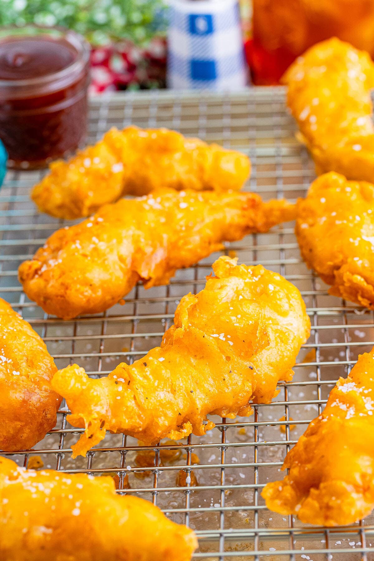 Crispy Fried Battered Chicken Tenders With Puffy Craggy Wet Batter