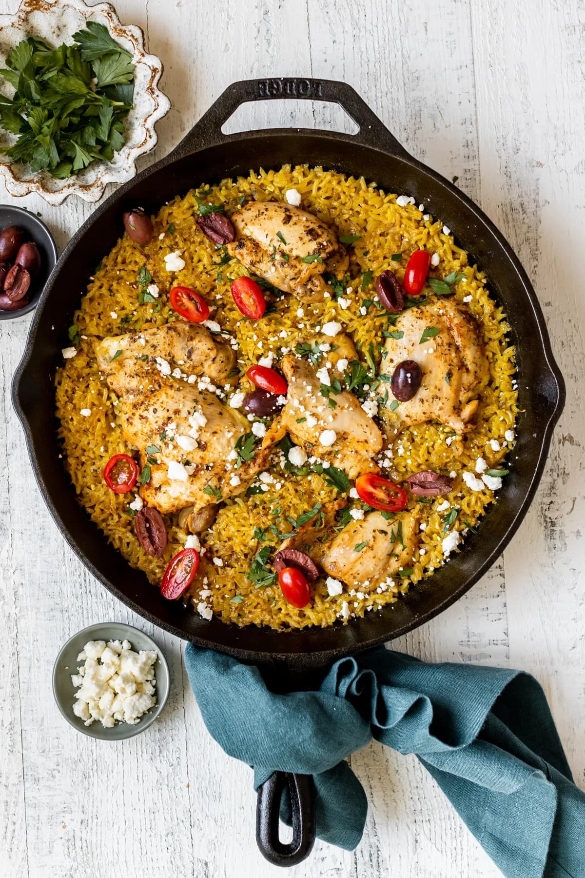 Mediterranean Chicken and Rice with Yellow Jasmine Rice