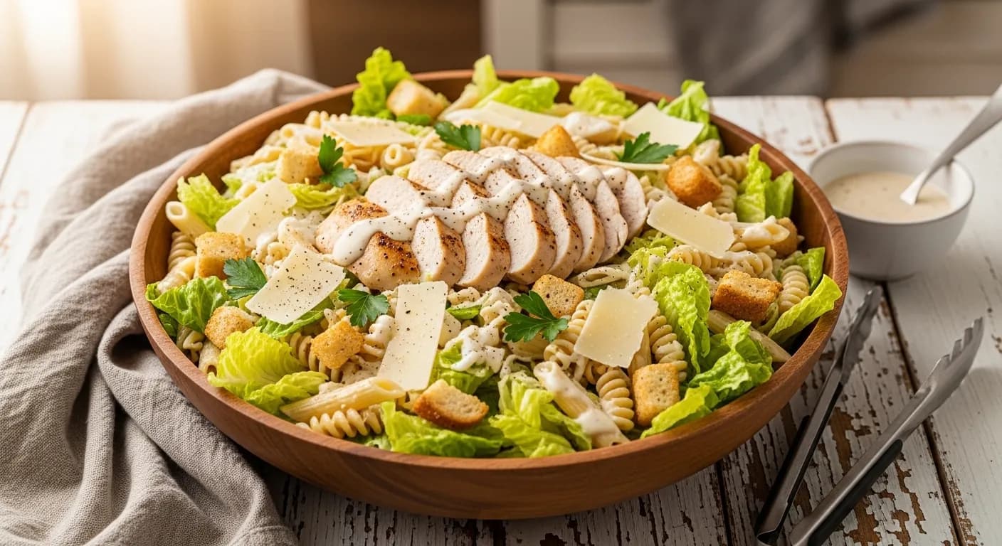 Chicken Caesar Pasta Salad with Crunchy Romaine: A Satisfying Lunch Bowl