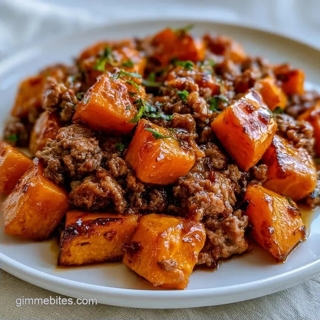 Hot Honey Beef Bowl with Charred Sweet Potatoes and Arugula