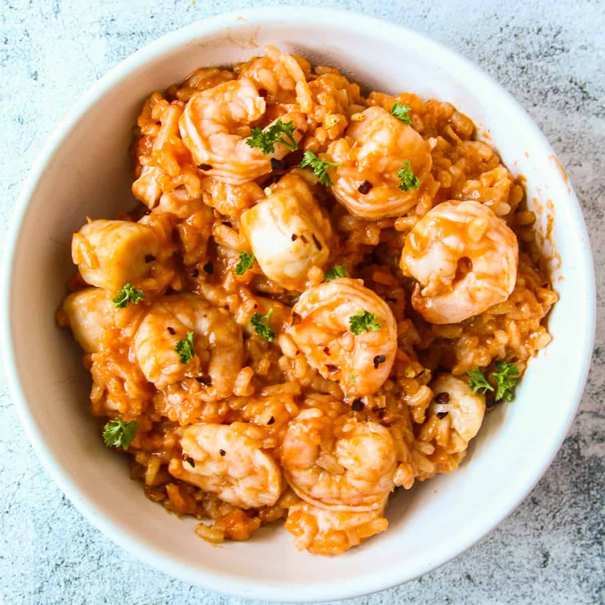 Risotto Marinara with Creamy Tomato Rice, Shrimp, and Scallops
