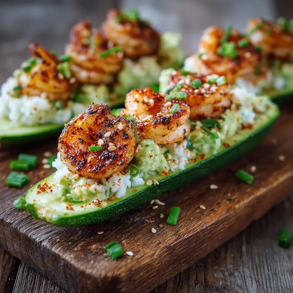 Shrimp Avocado Cucumber Boats with Lime and Cilantro