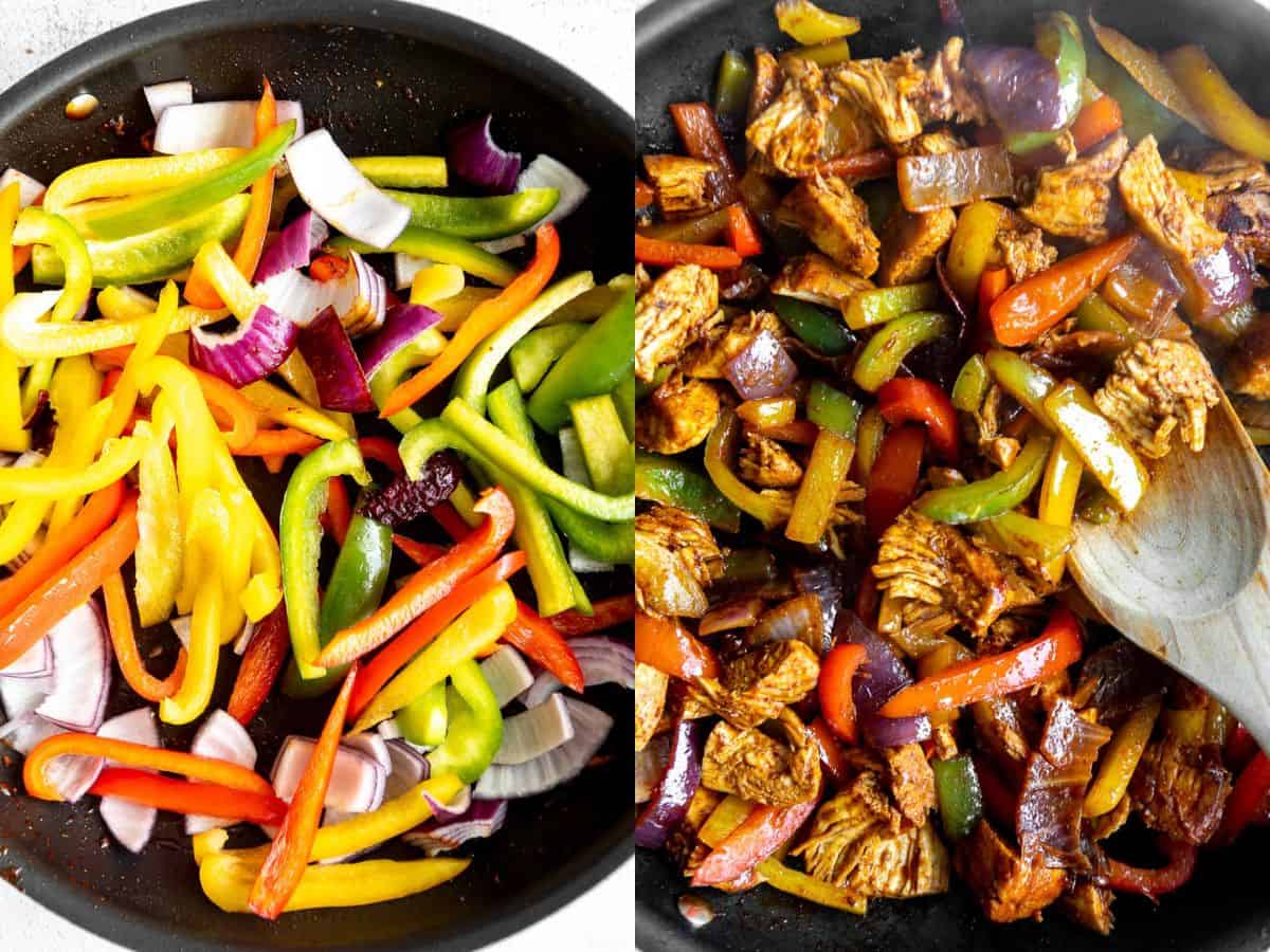 Chicken Fajita Bowls with Chipotle Aioli and Golden Peppers