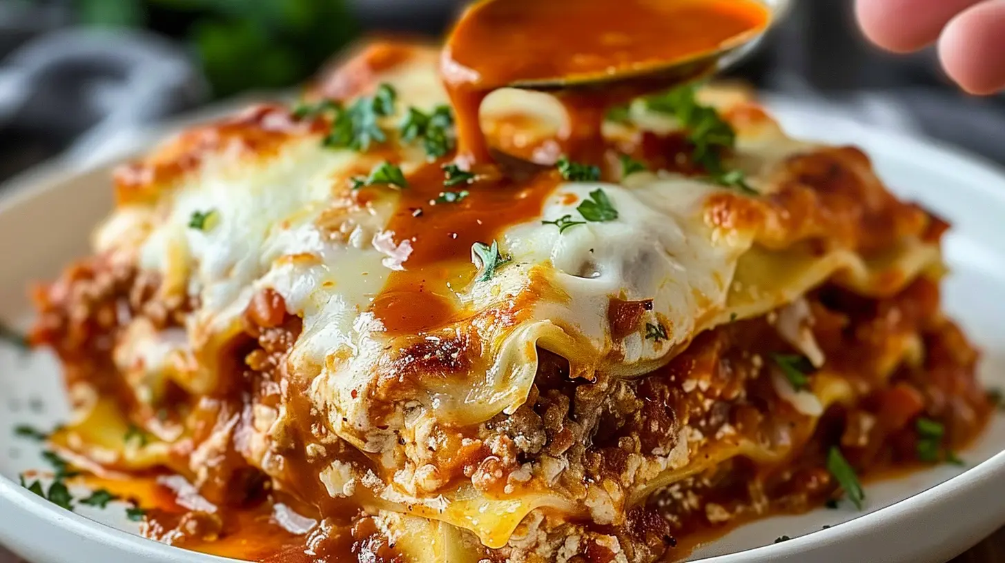 Slow Cooker Lasagna with Lean Ground Beef and Creamy Ricotta Layers