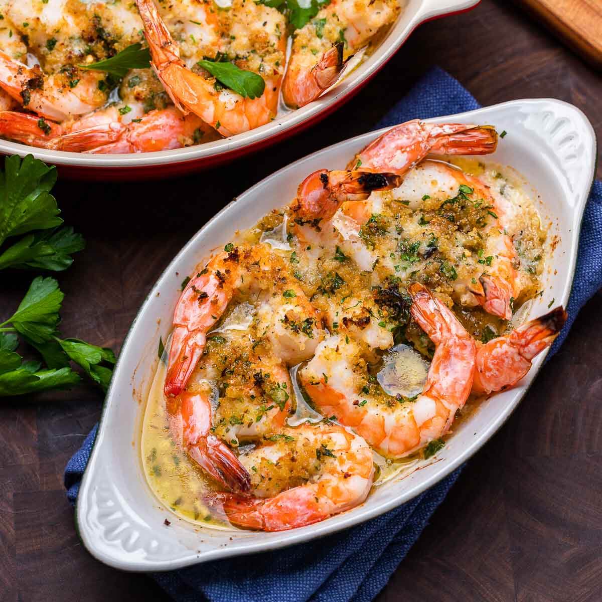 Shrimp Oreganata with Garlicky Breadcrumbs and White Wine Butter Sauce