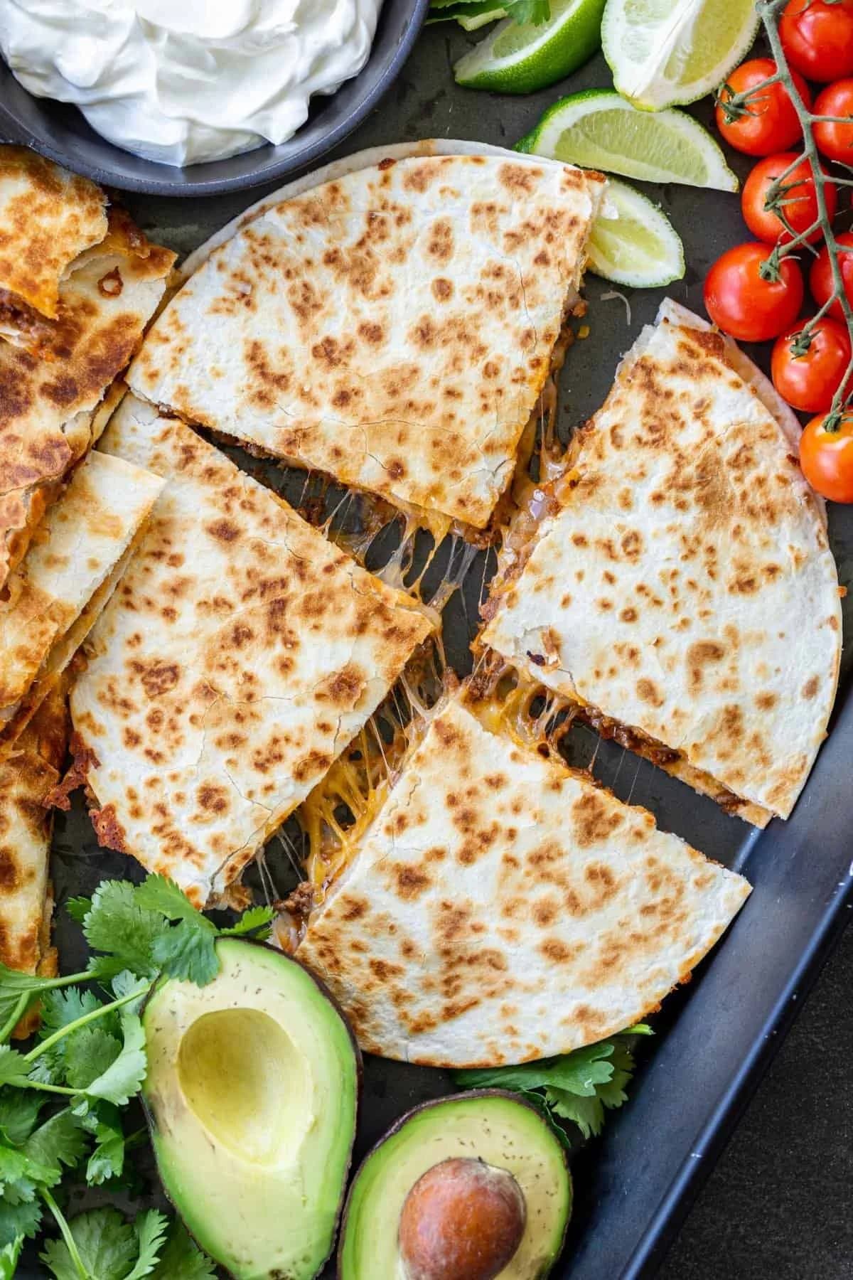 Ground Beef Quesadillas with Tender Taco-Seasoned Beef and Melty Cheese