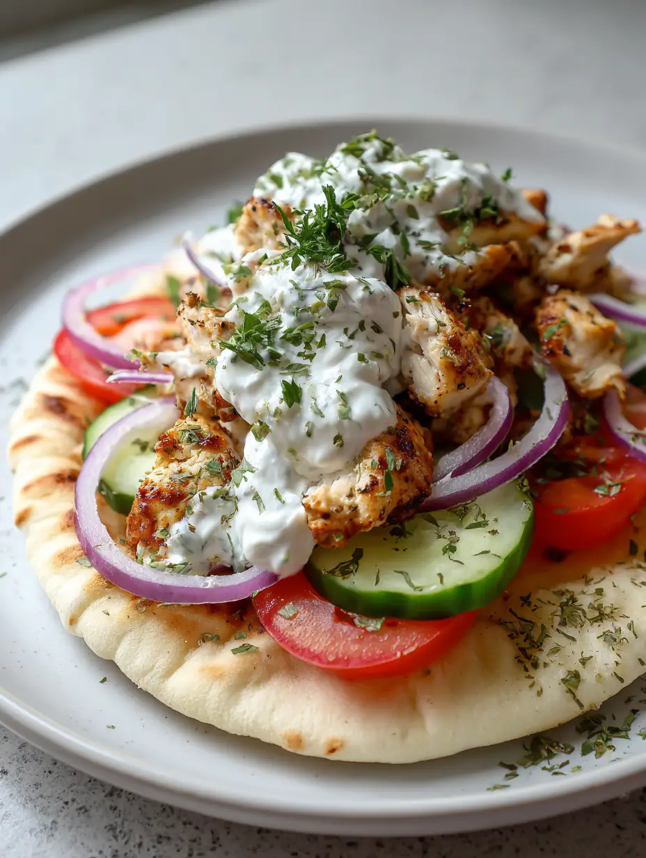 Greek Chicken Gyros with Homemade Tzatziki and Toasted Pita