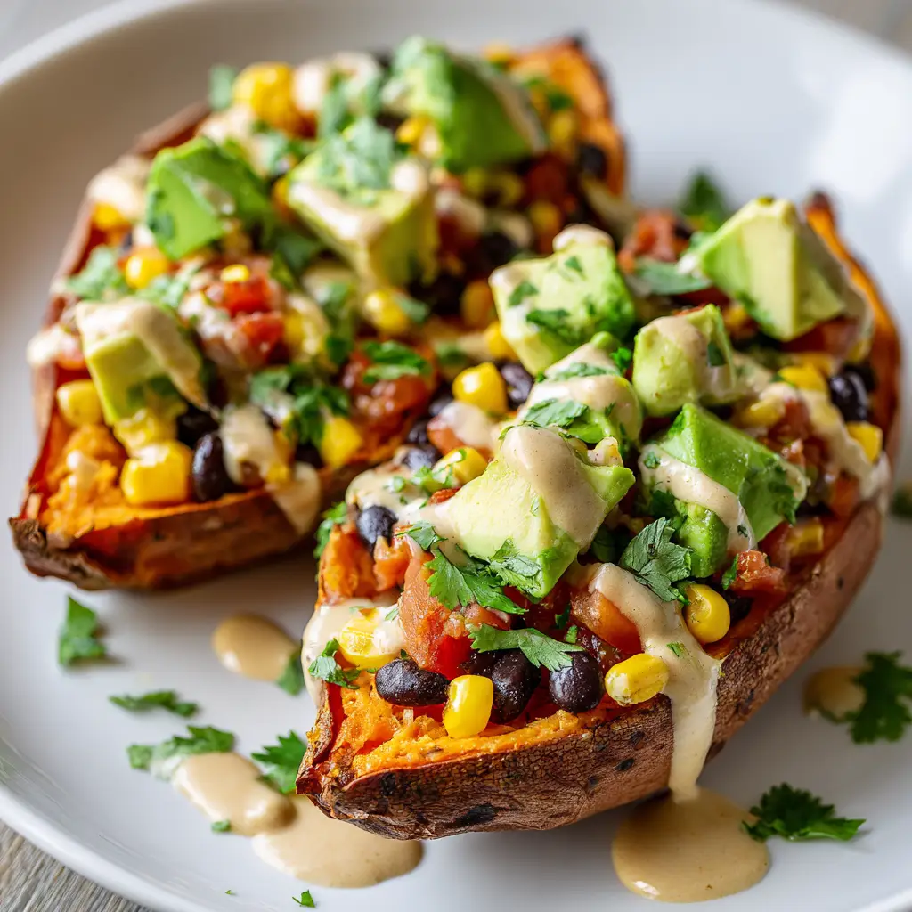 Stuffed Sweet Potatoes with Southwest Black Bean Filling