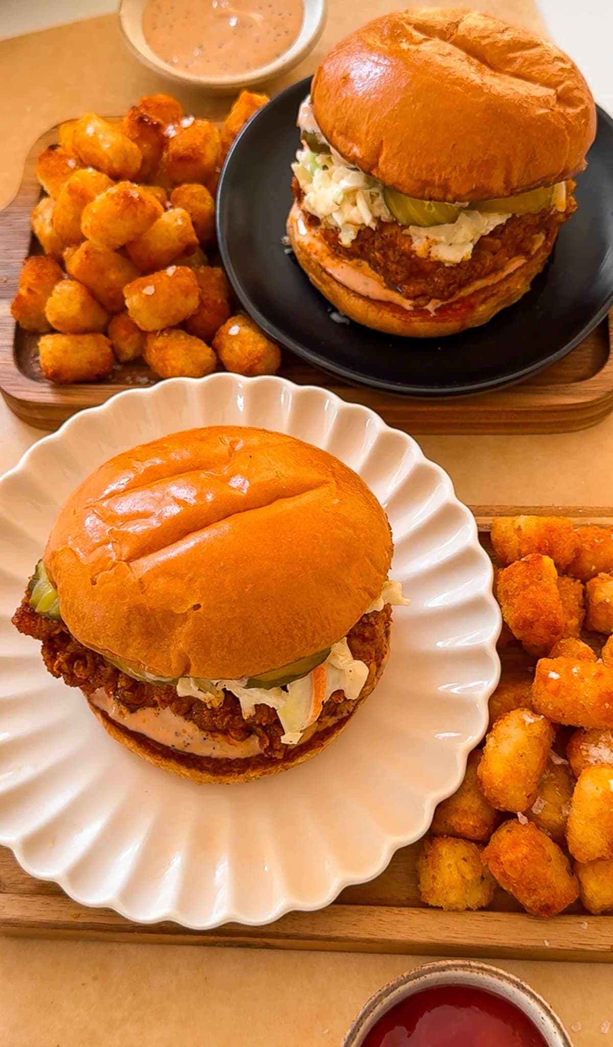 Nashville Hot Chicken Sandwiches with Crisp Fried Chicken and Tangy Coleslaw