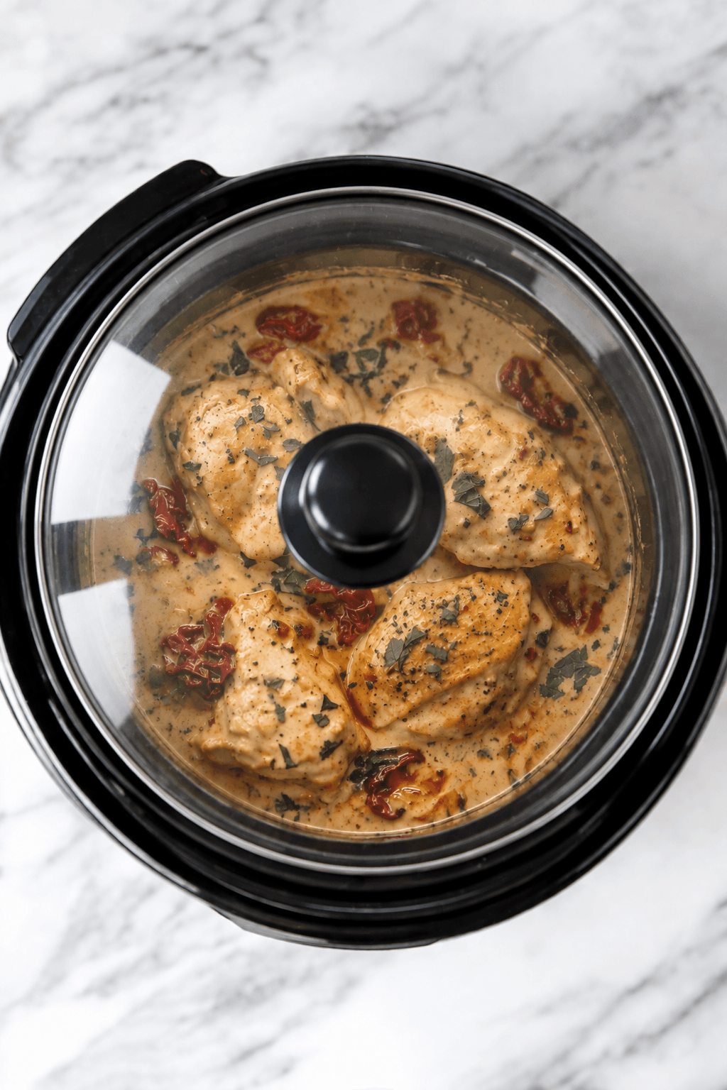 Crockpot Marry Me Chicken with Garlic Parmesan and Sun-Dried Tomatoes