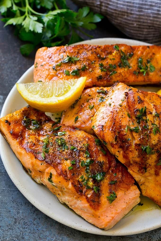Marinated Salmon with Garlic, Herbs, and Lemon Zest