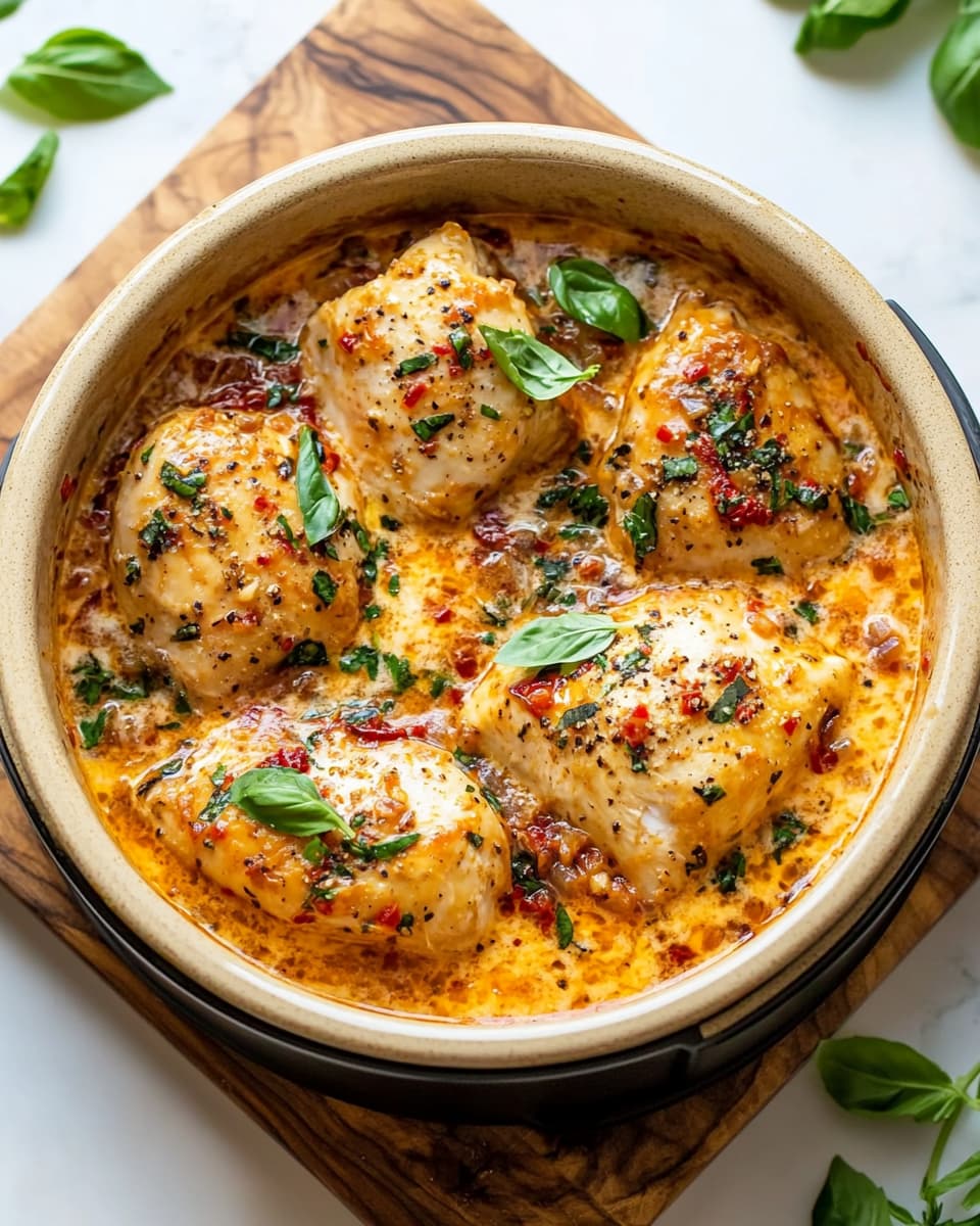 Crockpot Marry Me Chicken with Garlic Parmesan and Sun-Dried Tomatoes