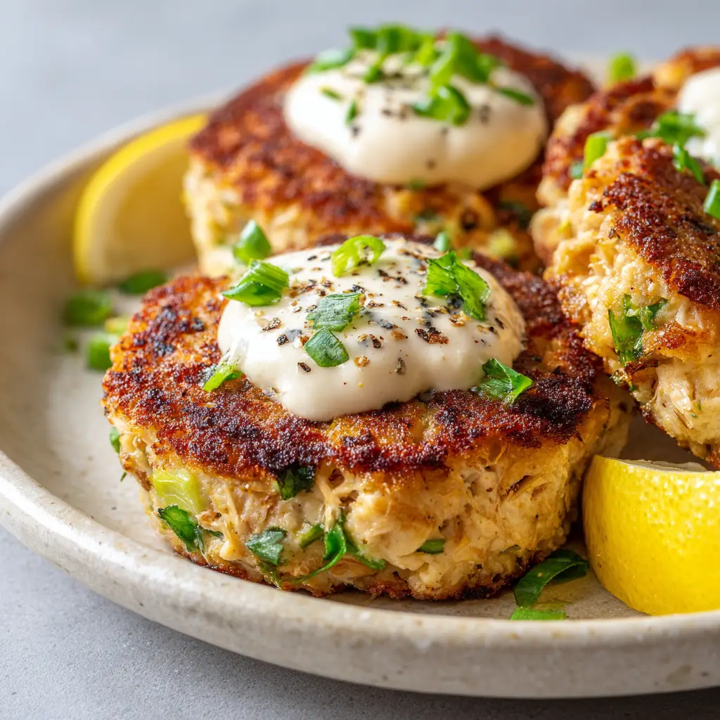 Cottage Cheese Tuna Cakes with Lemon White Sauce