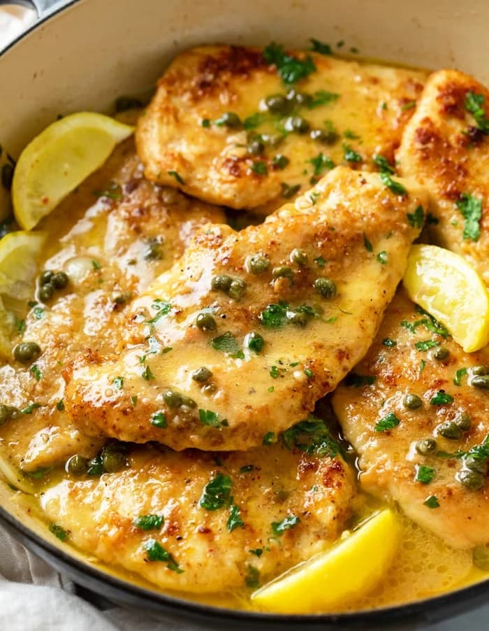 Chicken Piccata with Bright Lemon Caper White Wine Sauce