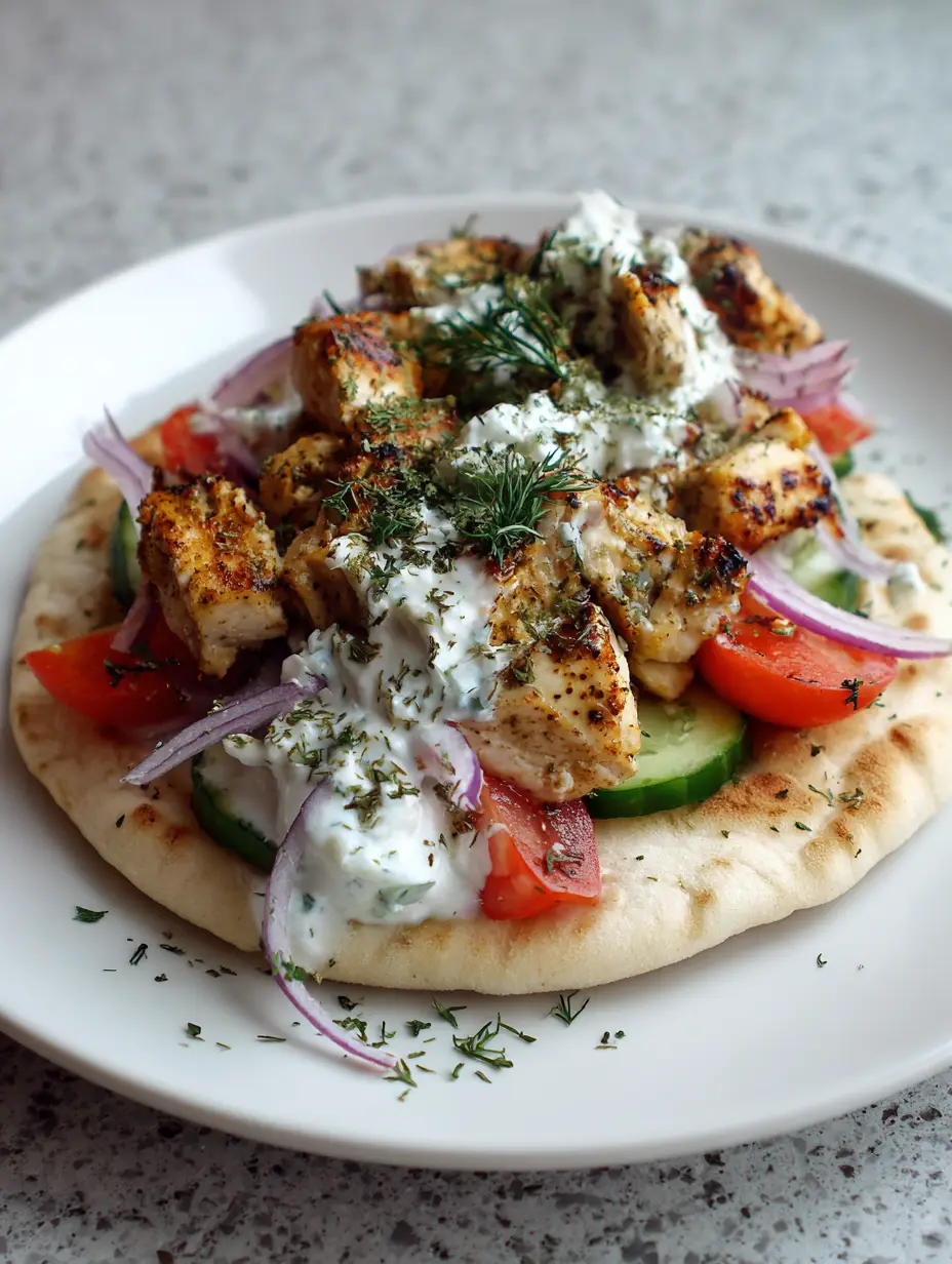 Greek Chicken Gyros with Homemade Tzatziki and Toasted Pita