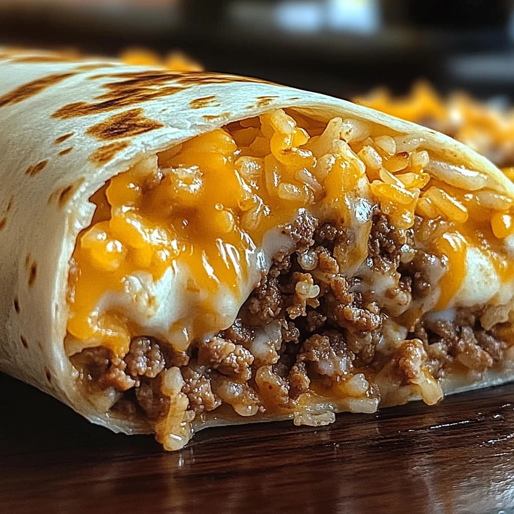 Beefy Melt Burritos with Seasoned Beef, Rice, and Nacho Cheese