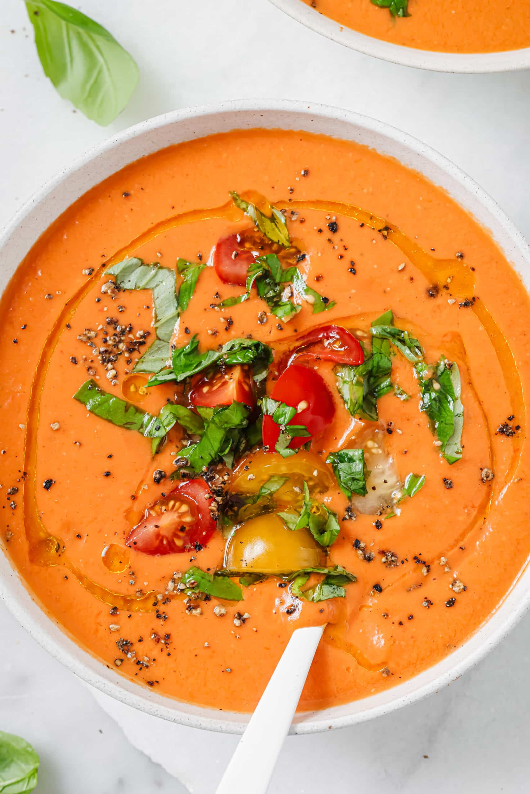 Fresh Tomato Gazpacho with Cucumber and Basil