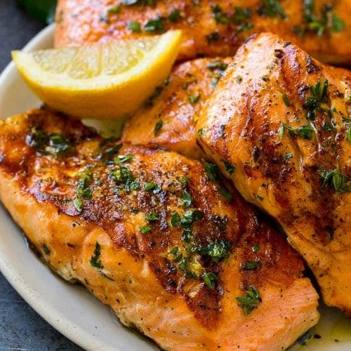 Marinated Salmon with Garlic, Herbs, and Lemon Zest