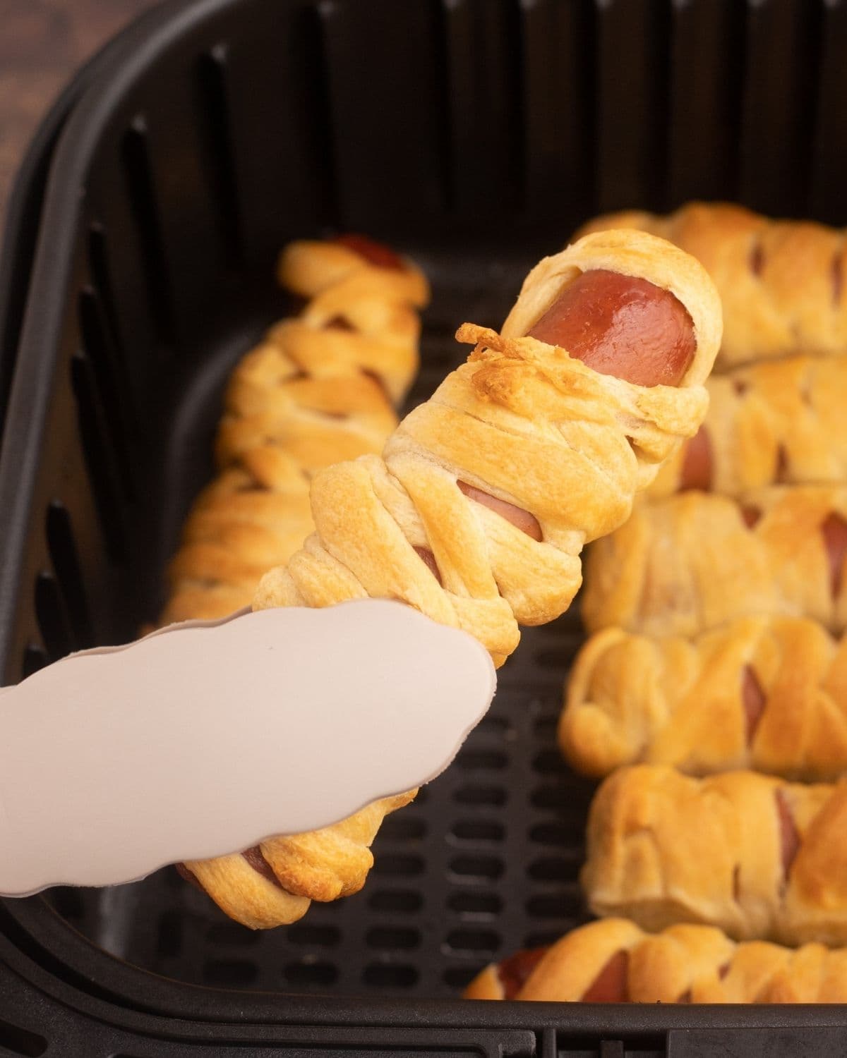 Air Fryer Mummy Dogs with Golden Crescent Dough