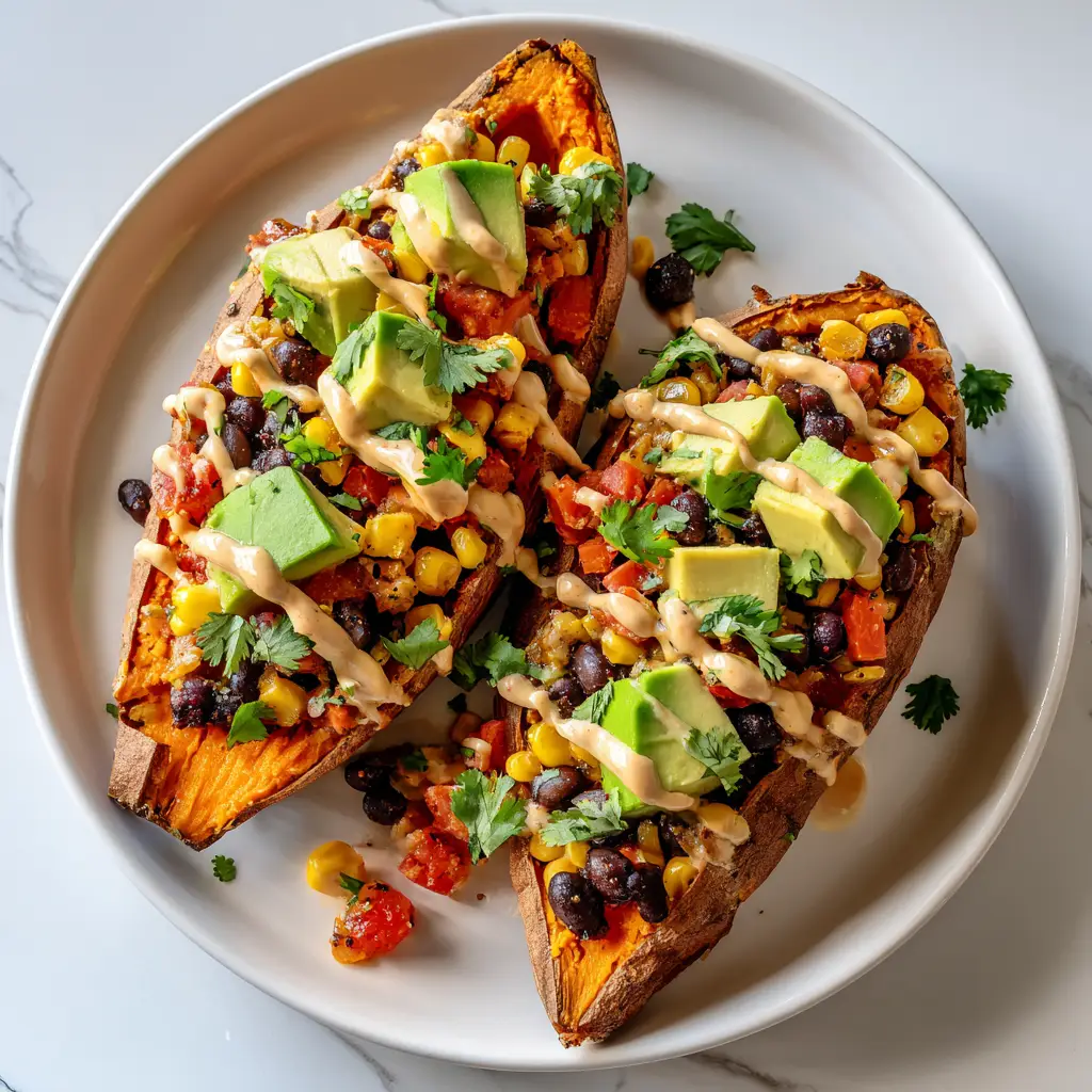Stuffed Sweet Potatoes with Southwest Black Bean Filling