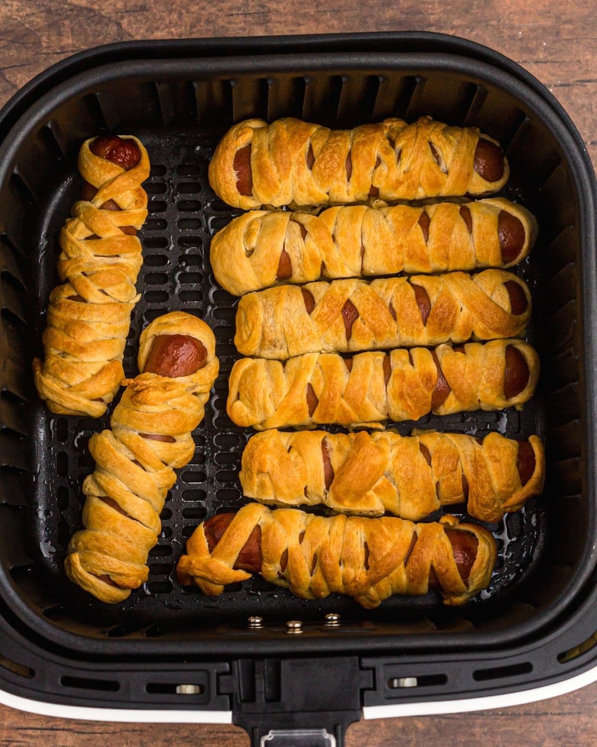 Air Fryer Mummy Dogs with Golden Crescent Dough
