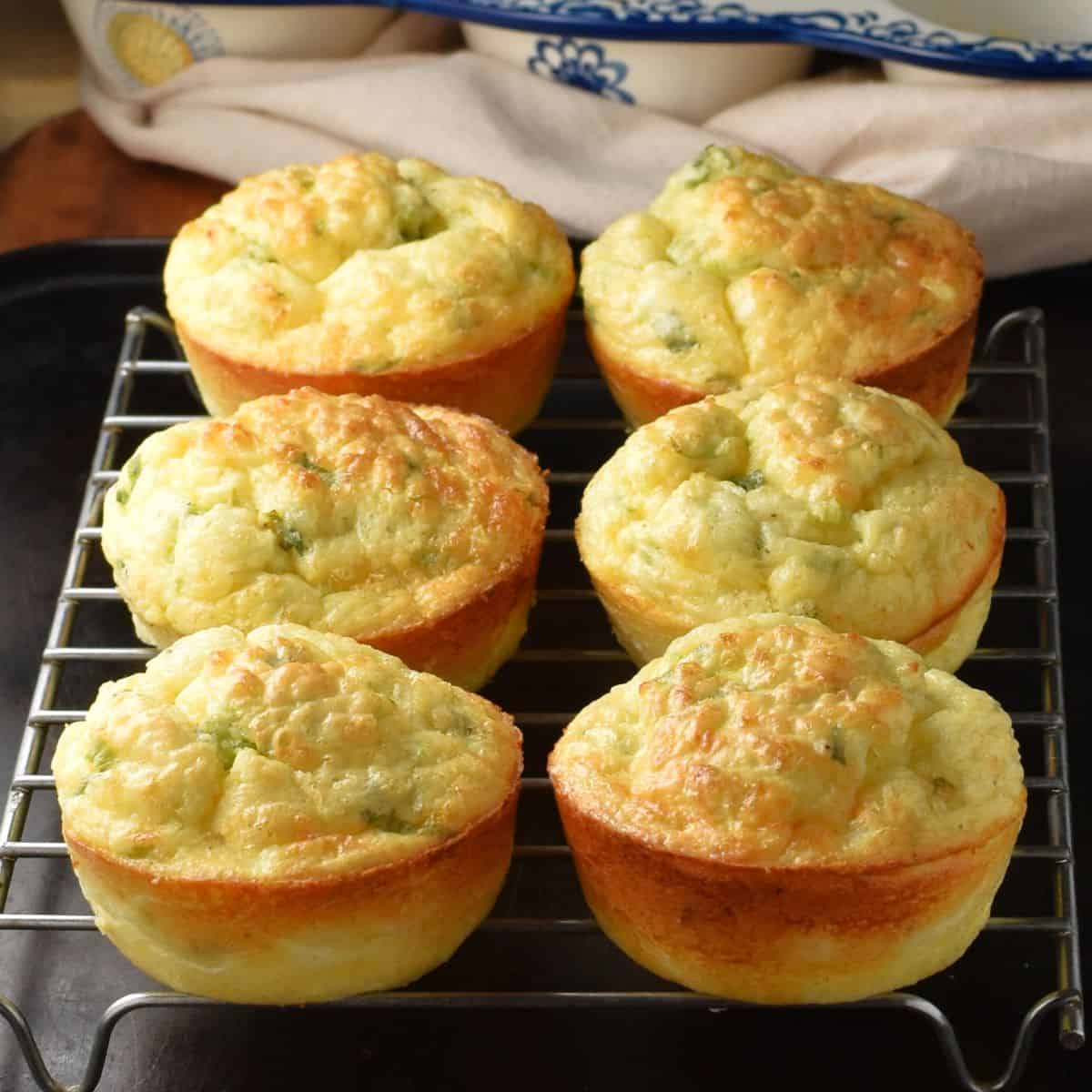 Fluffy Cottage Cheese Egg Muffins with Cheddar and Scallions