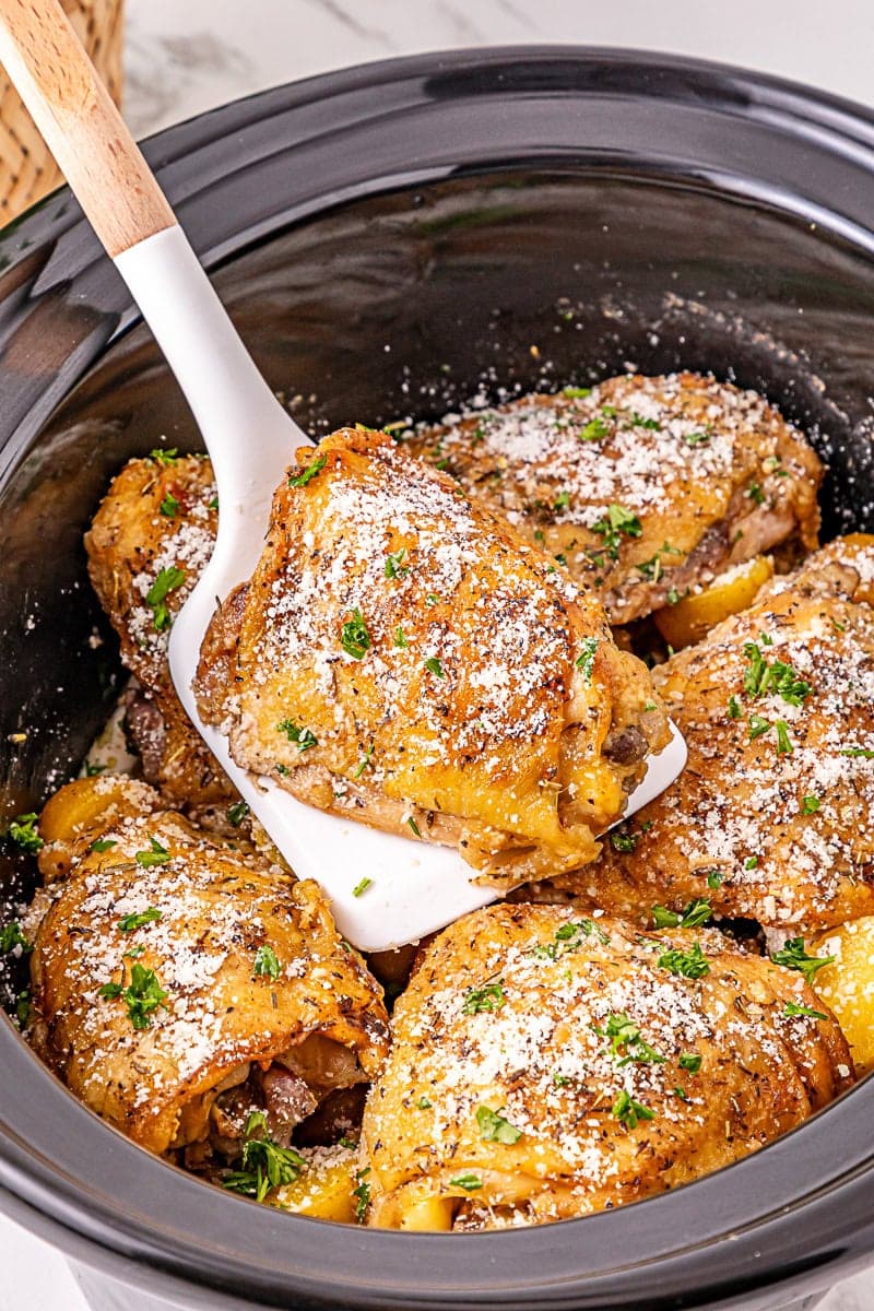 Creamy Garlic Parmesan Chicken Thighs with Tender Potatoes