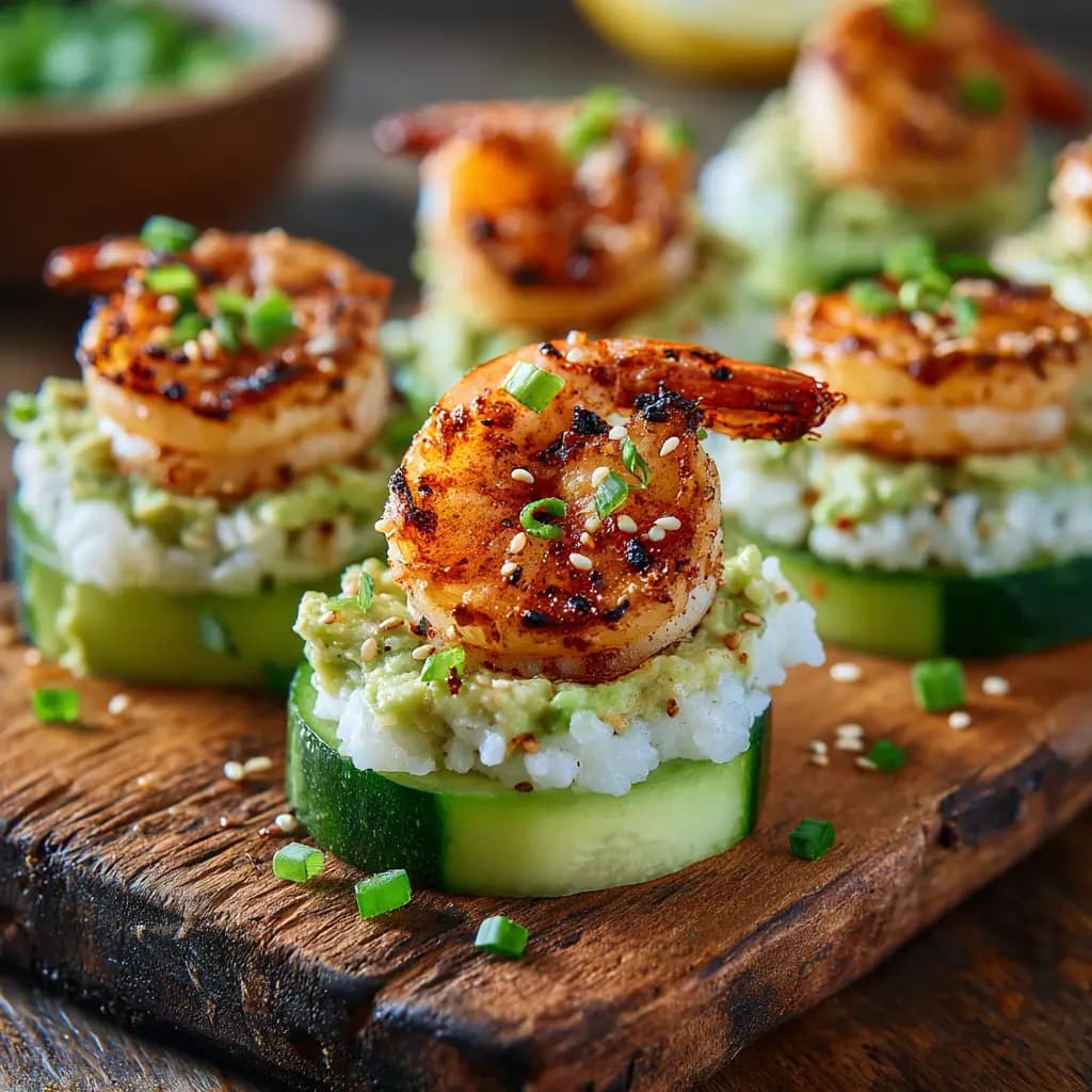 Shrimp Avocado Cucumber Boats with Lime and Cilantro