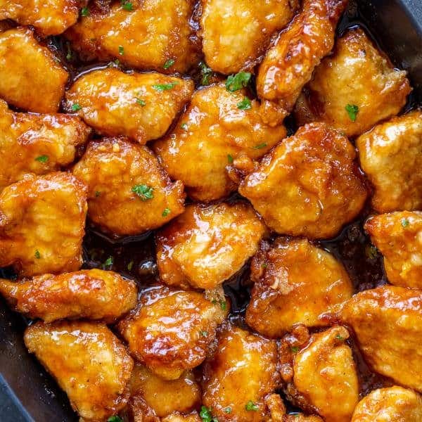 Sweet and Sour Chicken with Sticky Tangy Sauce and Crackly Cornstarch Crust