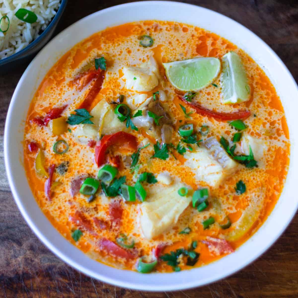 Moqueca Brazilian Fish Stew with Coconut Milk, Peppers, and Lime