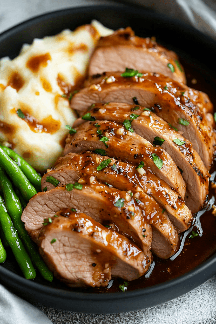 Honey Garlic Pork Tenderloin with Orange, Thyme, and Rosemary Glaze