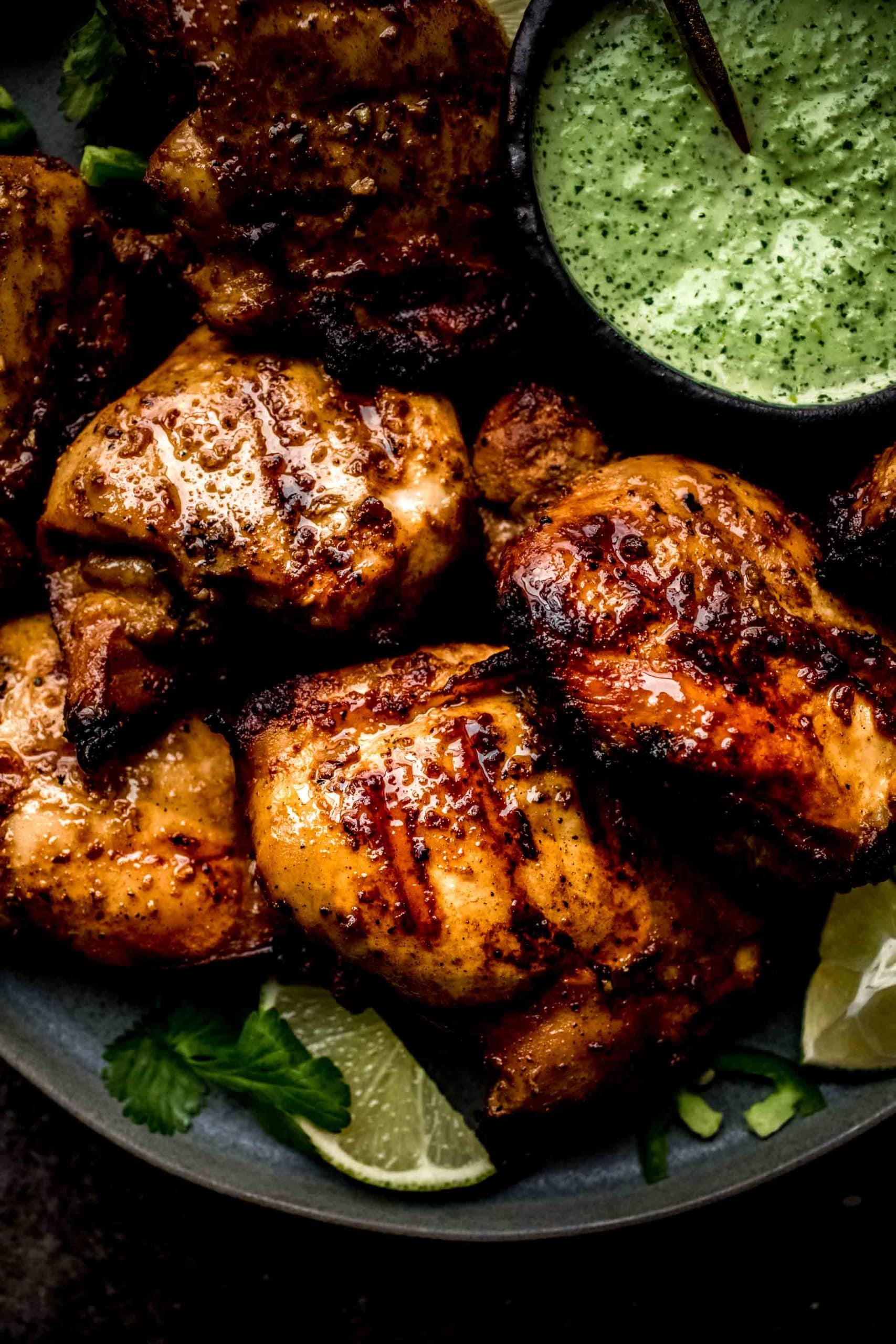 Peruvian Chicken with Creamy Jalapeño Cilantro Green Sauce