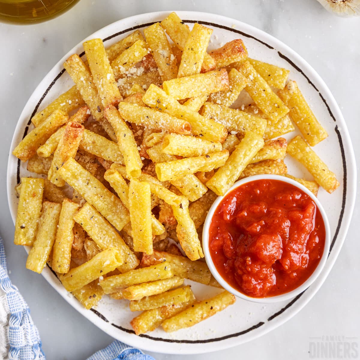 Air Fryer Pasta Chips With Parmesan and Italian Seasoning