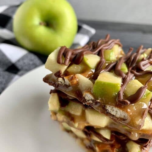 Caramel Apple Bark With Crisp Green Apple and Salty Pretzels
