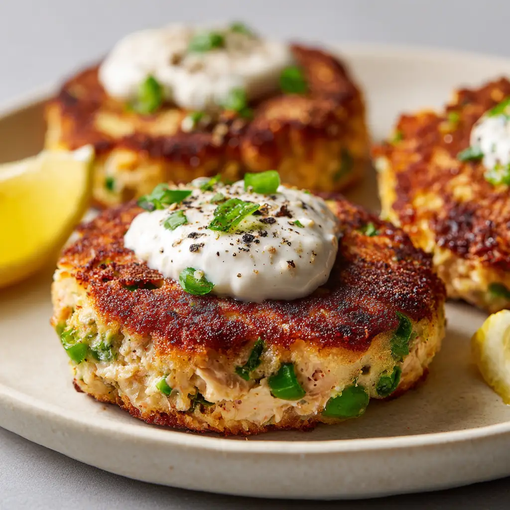 Cottage Cheese Tuna Cakes with Lemon White Sauce