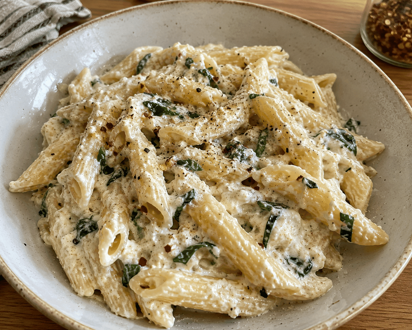 Creamy Cottage Cheese Pasta with Smooth Garlic Parmesan Sauce