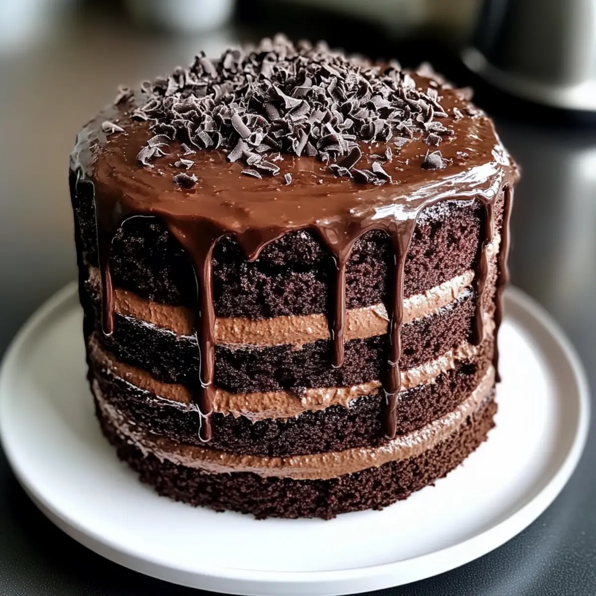 Decadent Dark Chocolate Cake: Moist Layers with Glossy Ganache Drip