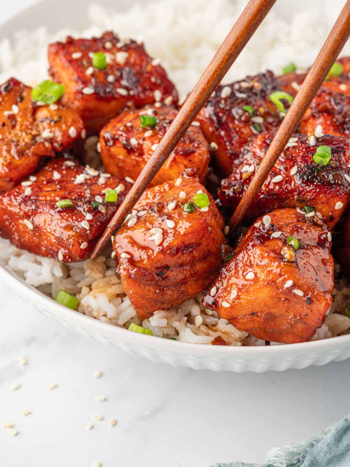 Honey Garlic Salmon Bites with Crisp Golden Edges
