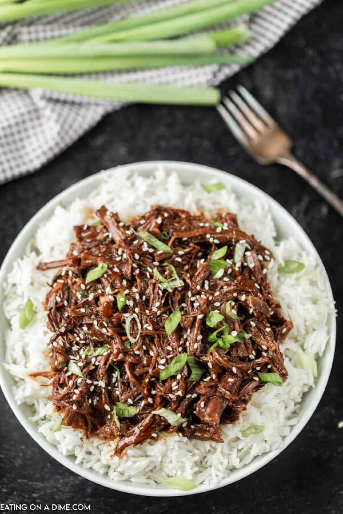 Slow Cooker Korean Beef: Tender Sweet-Savory Shredded Flank Steak