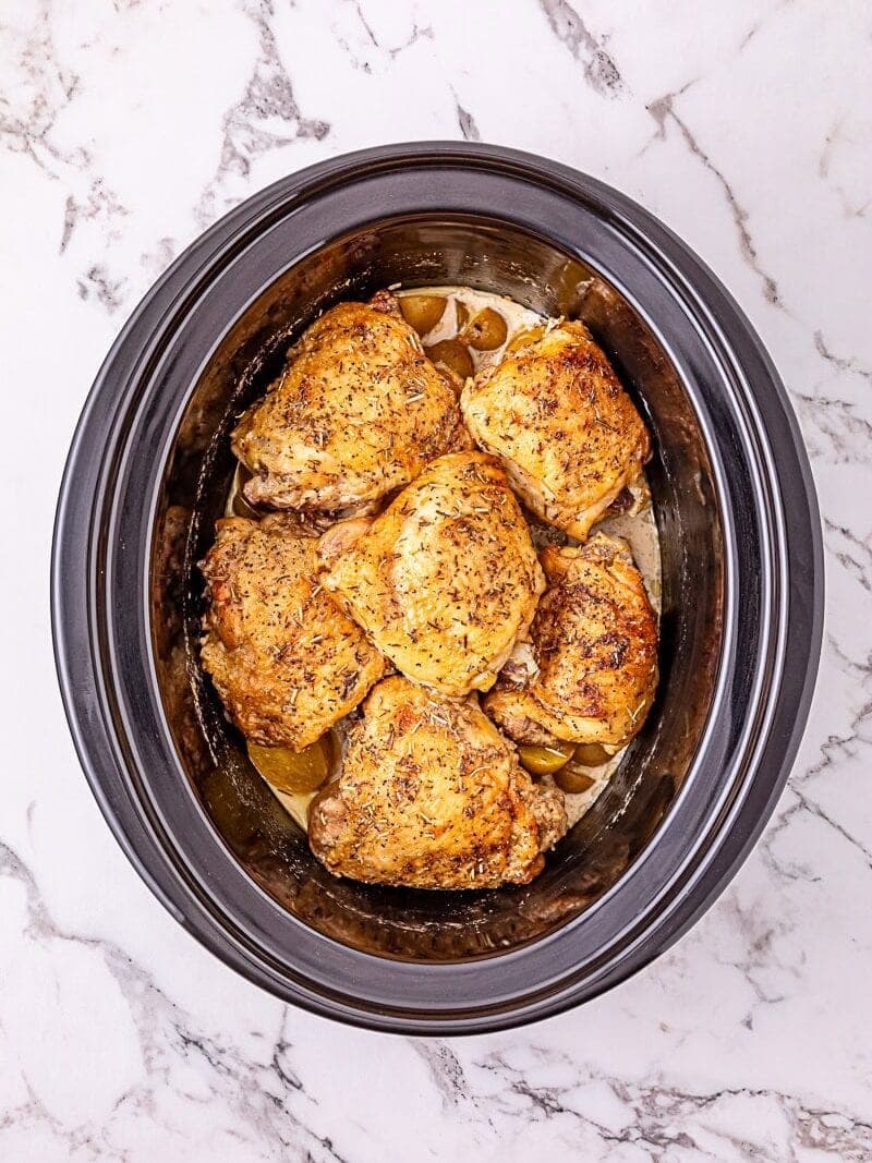 Creamy Garlic Parmesan Chicken Thighs with Tender Potatoes