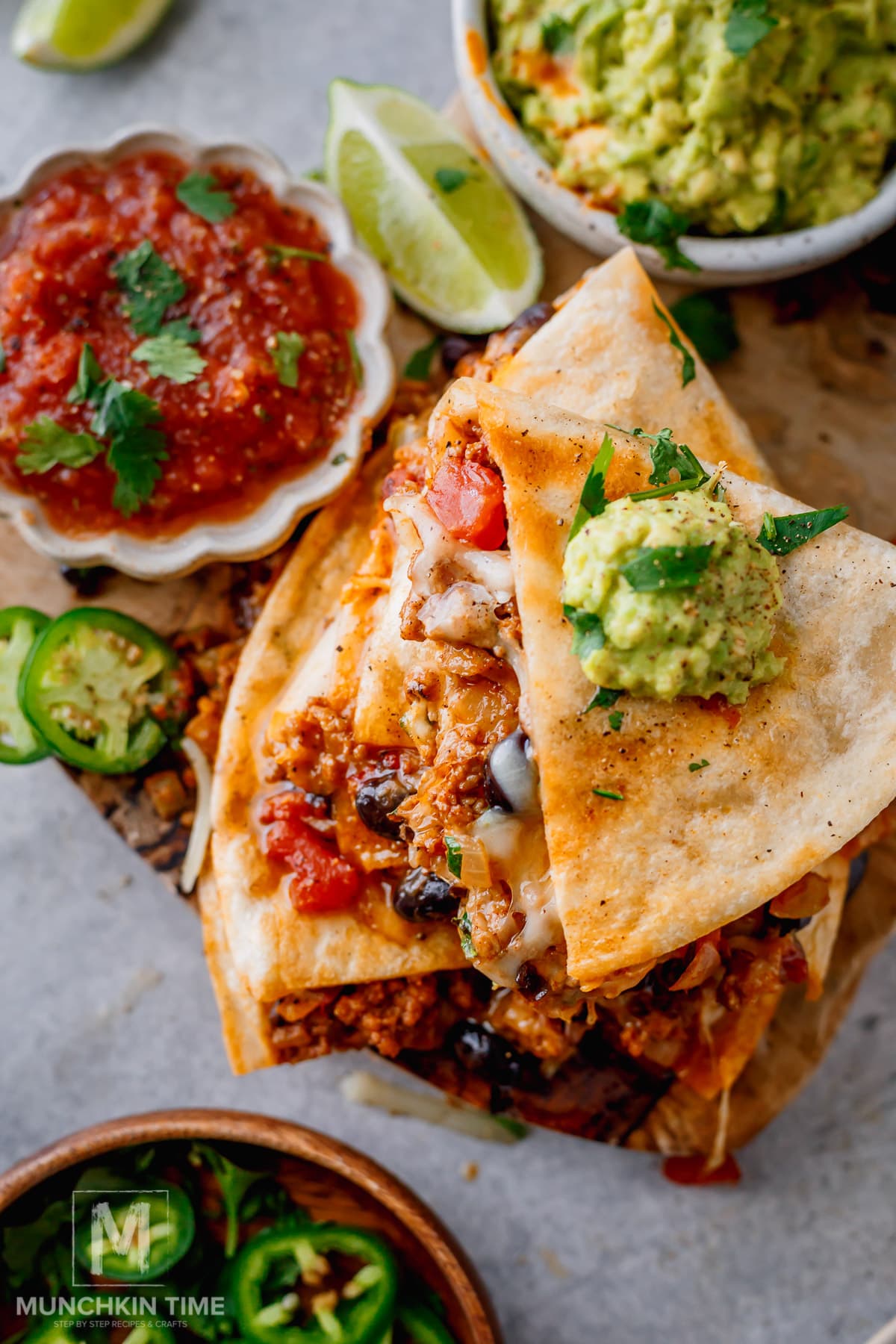 Ground Beef Quesadillas with Black Beans and Two Cheeses