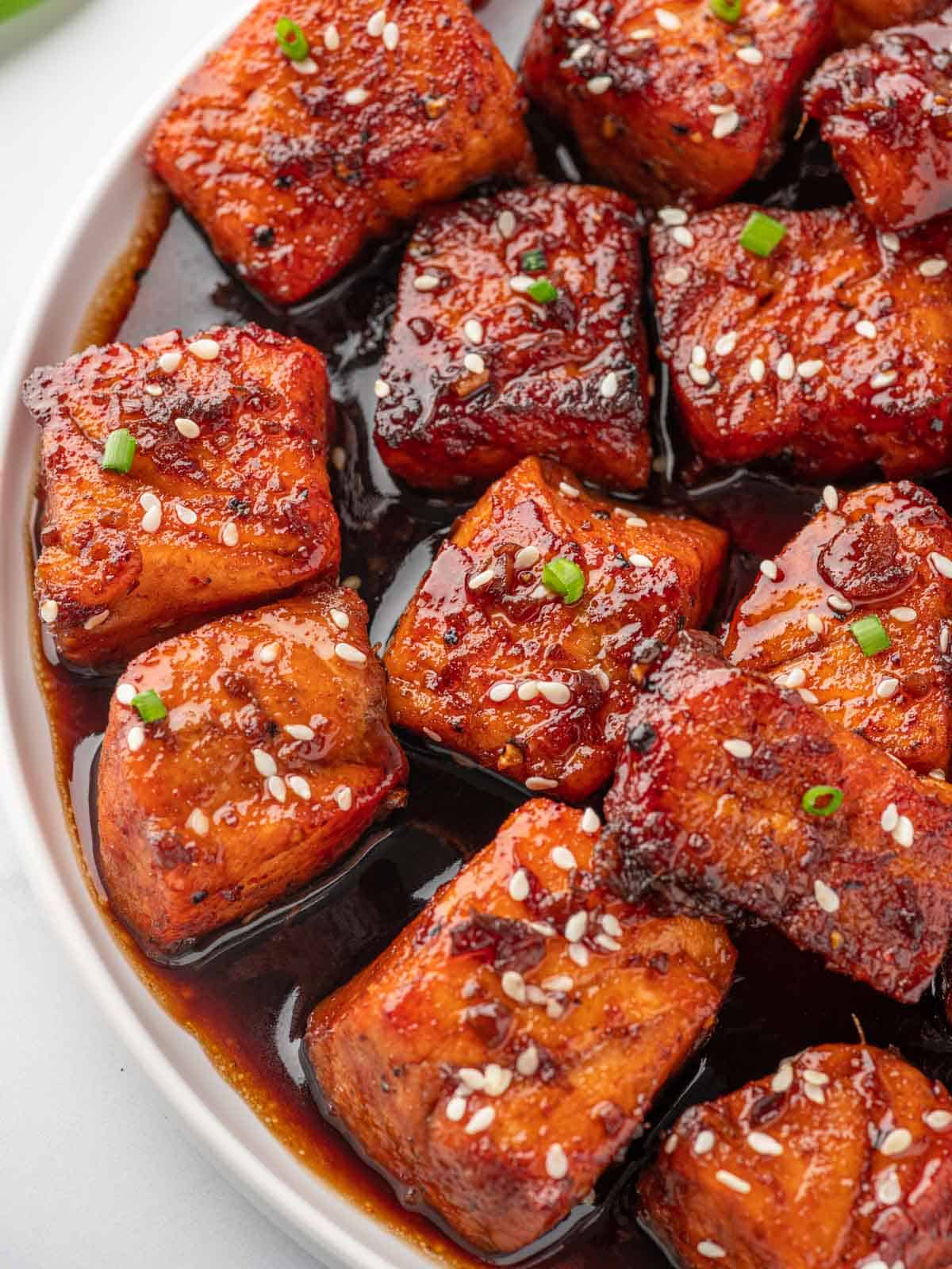 Honey Garlic Salmon Bites with Crisp Golden Edges