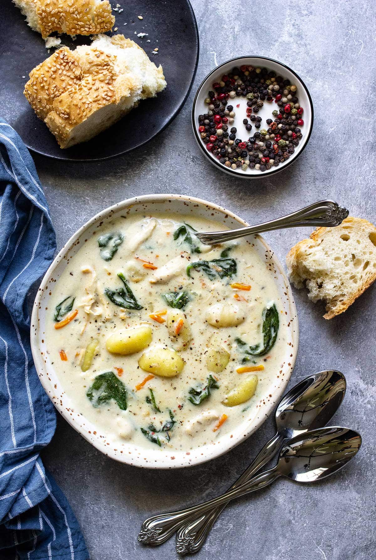 Slow Cooker Chicken Gnocchi Soup with Creamy Nutmeg Broth